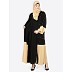 Double layered abaya- Black-Beige 
